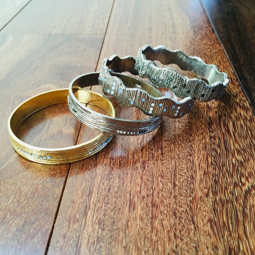 Wide Bangles with Swarovski Crystals